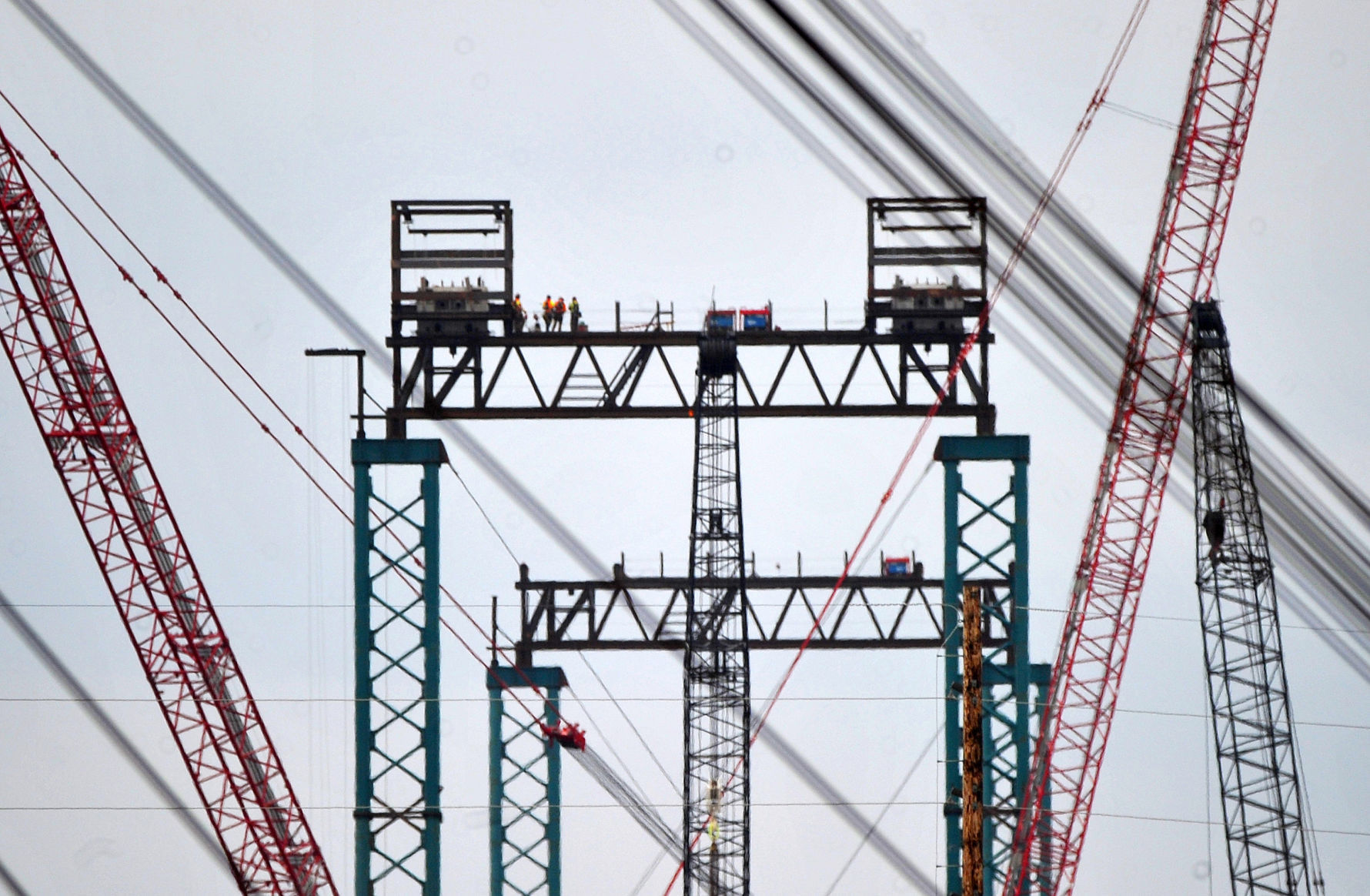 Construction and demolition work for the new Interstate 74 bridge.